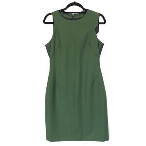 W118 Walter Baker Size M Margaret Green Wool Blend Dress Black Faux Leather Shea